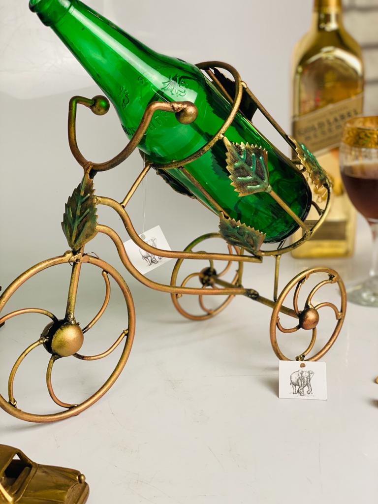 Metal cycle wine bottle holder