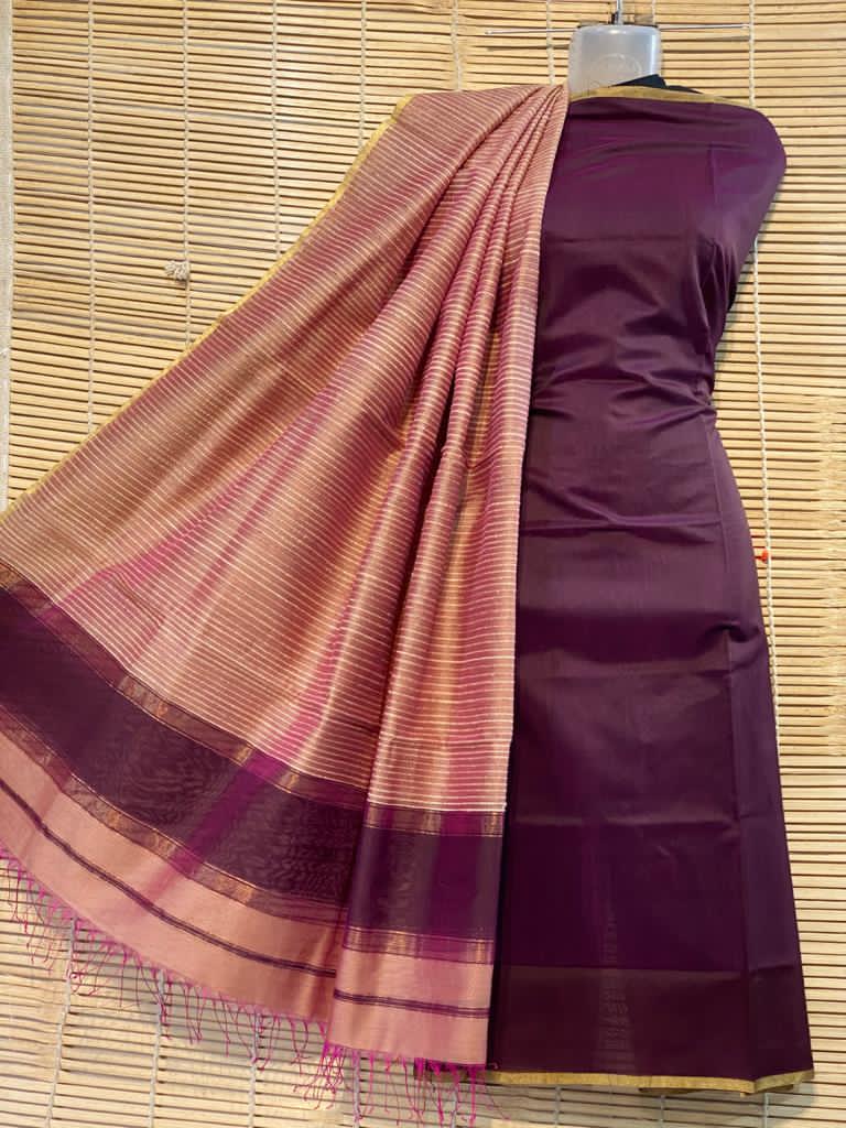 Maheshwari Cotton Silk Top with Jute Dupatta