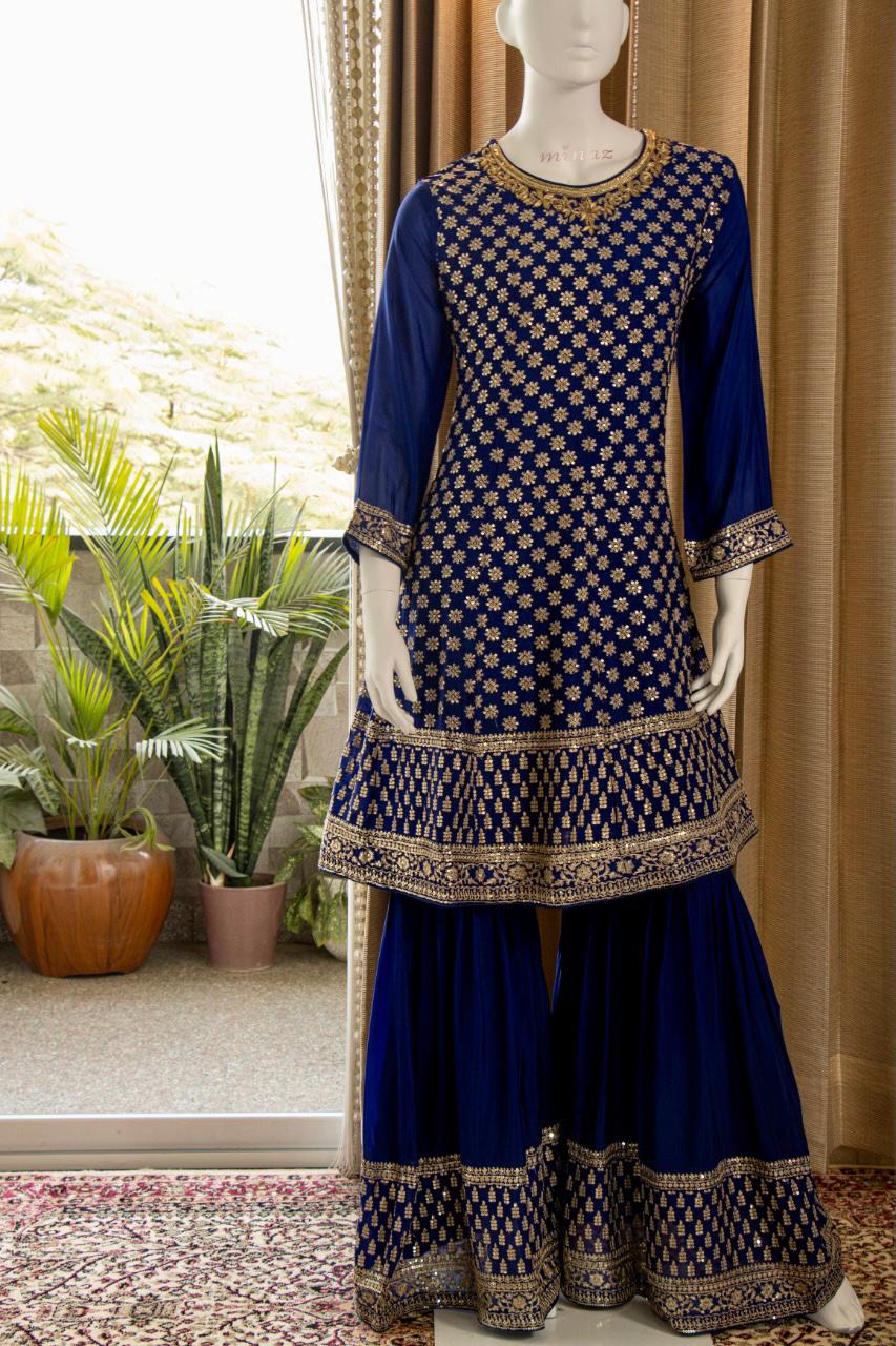 Beautiful Chinnon Short Anarkali with Garara