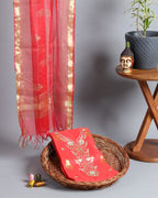 Chanderi Silk Shirt with Organza Dupatta