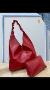 Ruched Handle Shoulder Bag with pouch