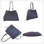Reflective Leather Drawstring Tote Bag