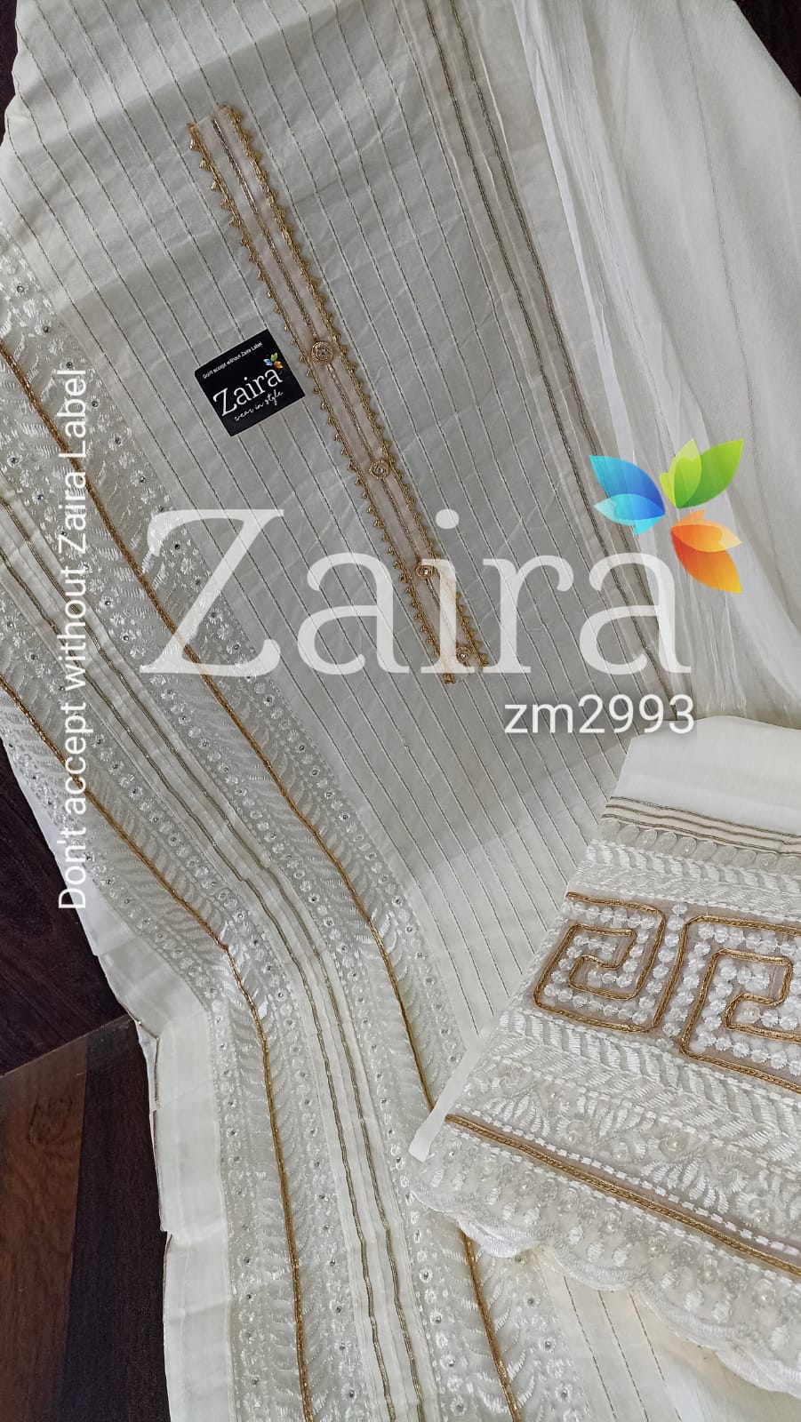 Cotton with gota and resham work suit